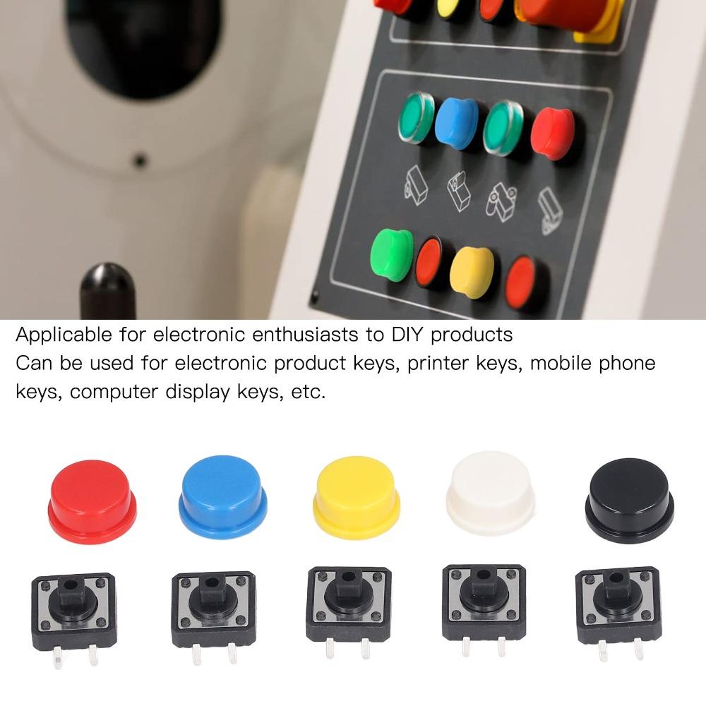 25 PCS Round Shape Tact Push Button Switch 12x12x7.3mm With Cap SMD PCB Micro Switch 4 Pin Momentary Tactile Push Button Kit