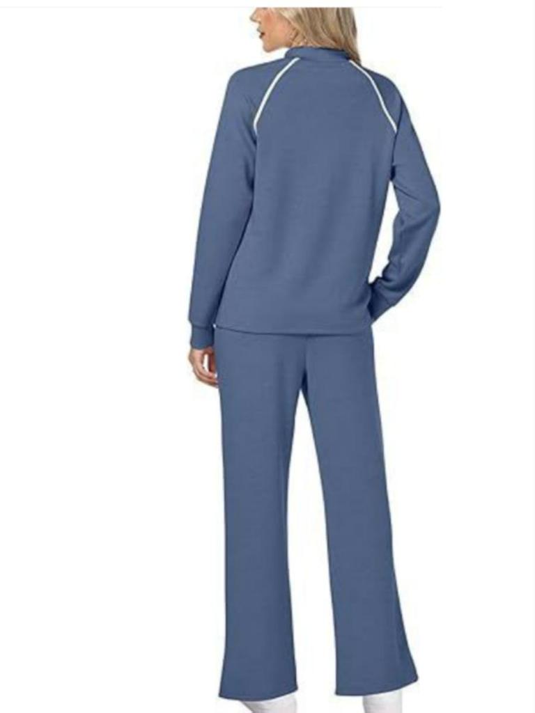 Женский комплект с круглым вырезом, длинными рукавами, эластичными брюками и свитшотом с разрезом