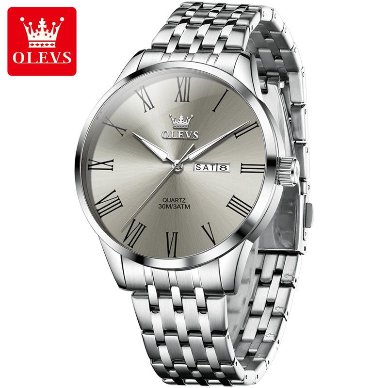 OLEVS Mens Watches Quartz Business Dress Watch Day Date Stainless Steel Classic Luxury Luminous Waterproof Casual Male Wrist Watches
