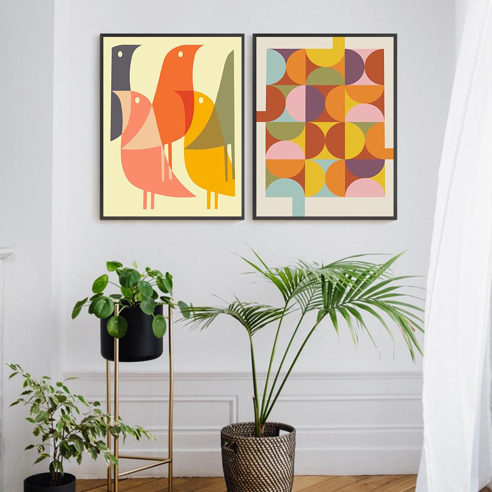Выставка Баухауса Птица Геометрическая Абстракция Поп-культура Настенное Искусство Холст Картины Плакаты Печати Картины Для Декора Гостиной