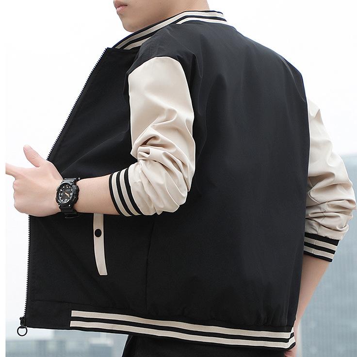 Мужская бейсбольная куртка, весенне-осенняя куртка, мужская полосатая бейсбольная куртка с блоками цветов