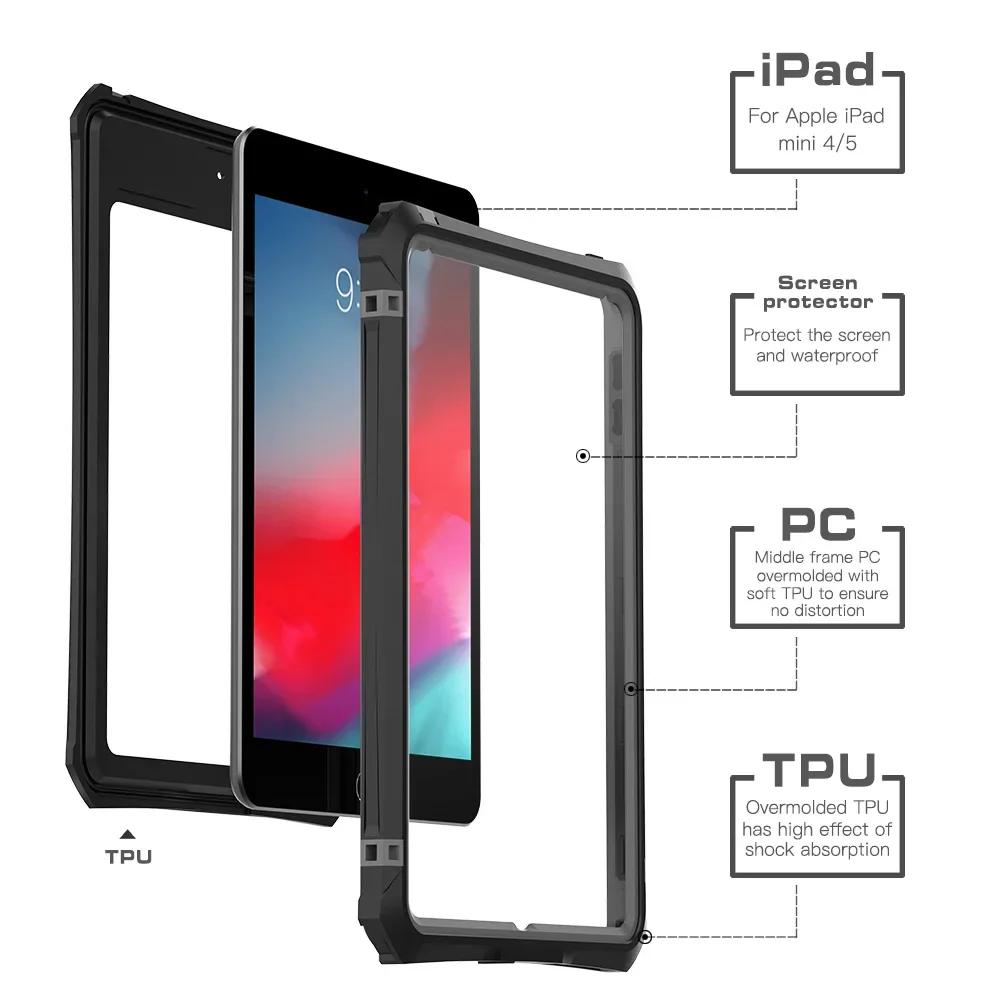 Водонепроницаемый чехол-кейс IP68 для Apple iPad Mini 4 5 6 7 с защитой экрана, держателем для стилуса, водостойкой подставкой, чехол Mini 6