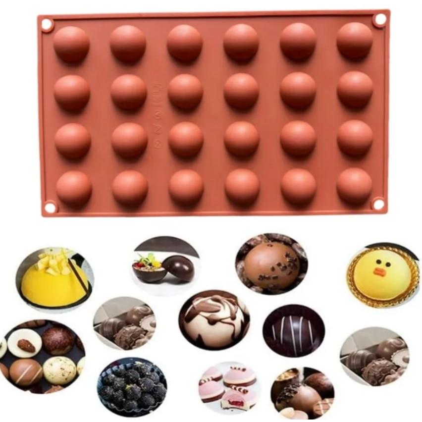 Silicone Chocolate Mold Hemisphere Baking Mold Nonstick Candy Mold 28x17cm TopBazar