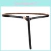 Ladies Leather Casual Thin Belt With Minimalist Knot Design And Closure Alloy