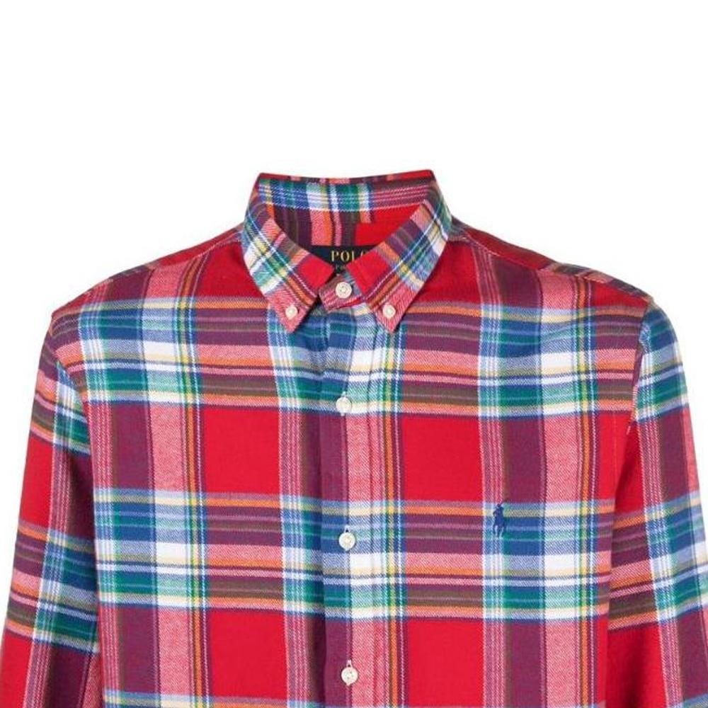 Polo Ralph Lauren SS23 Полосатый принт Однобортная рубашка Мужские рубашки Красный 710886730-001