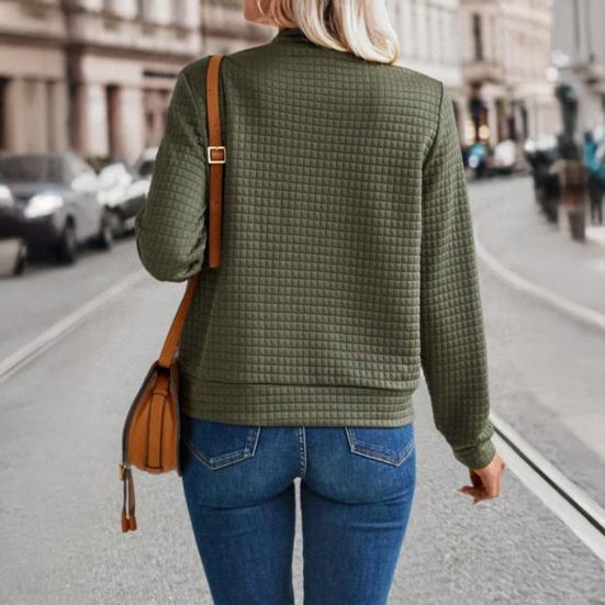 Женская куртка на молнии с длинными рукавами, воротником-стойкой, вафельное пальто, повседневная приталенная толстовка, осенняя верхняя одежда