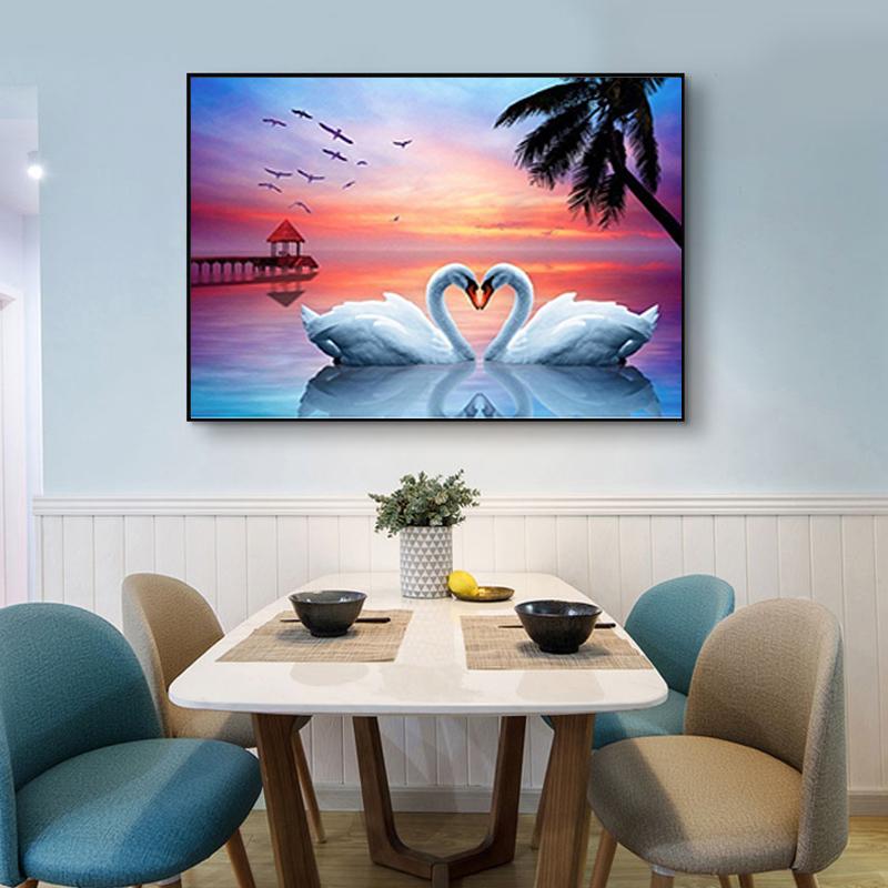 Swan Animal DIY 5D Diamond Painting Full Round Resin Mosaic Cross Stitch Kit Diamond Embroidery Picture Rhinestone Home Decor
