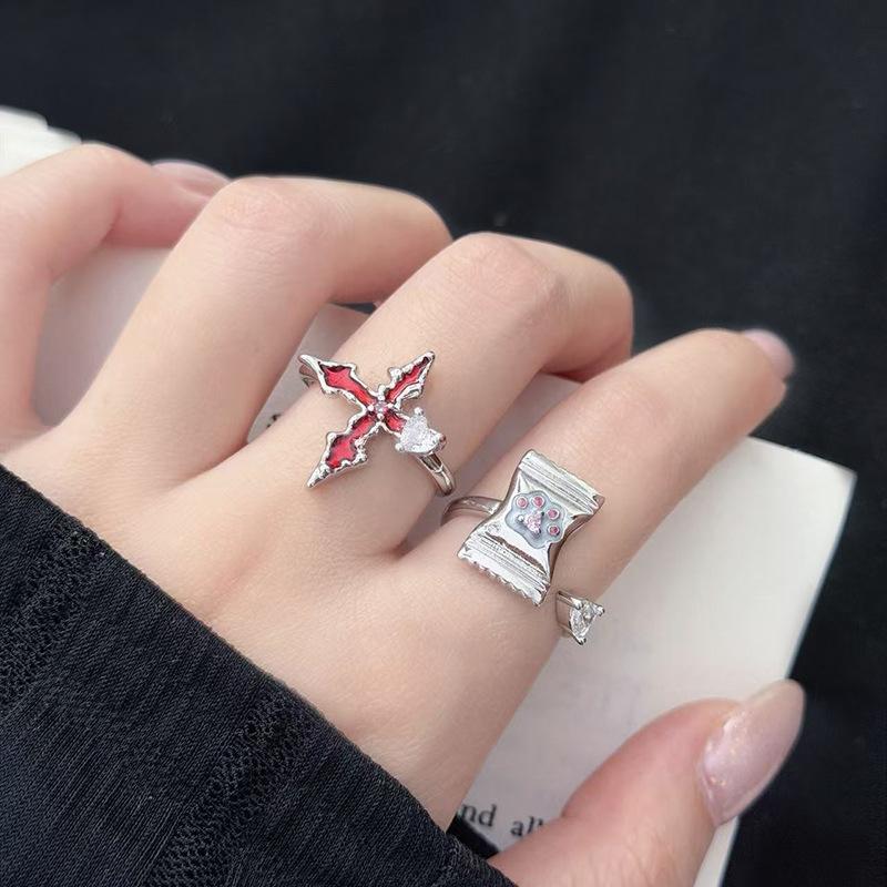 Candy Cross, Dragon-Shaped Snake, Enamel, Dripping Open Ring, Niche Design, High-End Stacking, Personalized Ring.