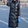 Winter Women's Long Cotton-Padded Warm Black Coats Long Sleeve Zippers Loose Female Jacket New Trendy Casual Ladies Clothes