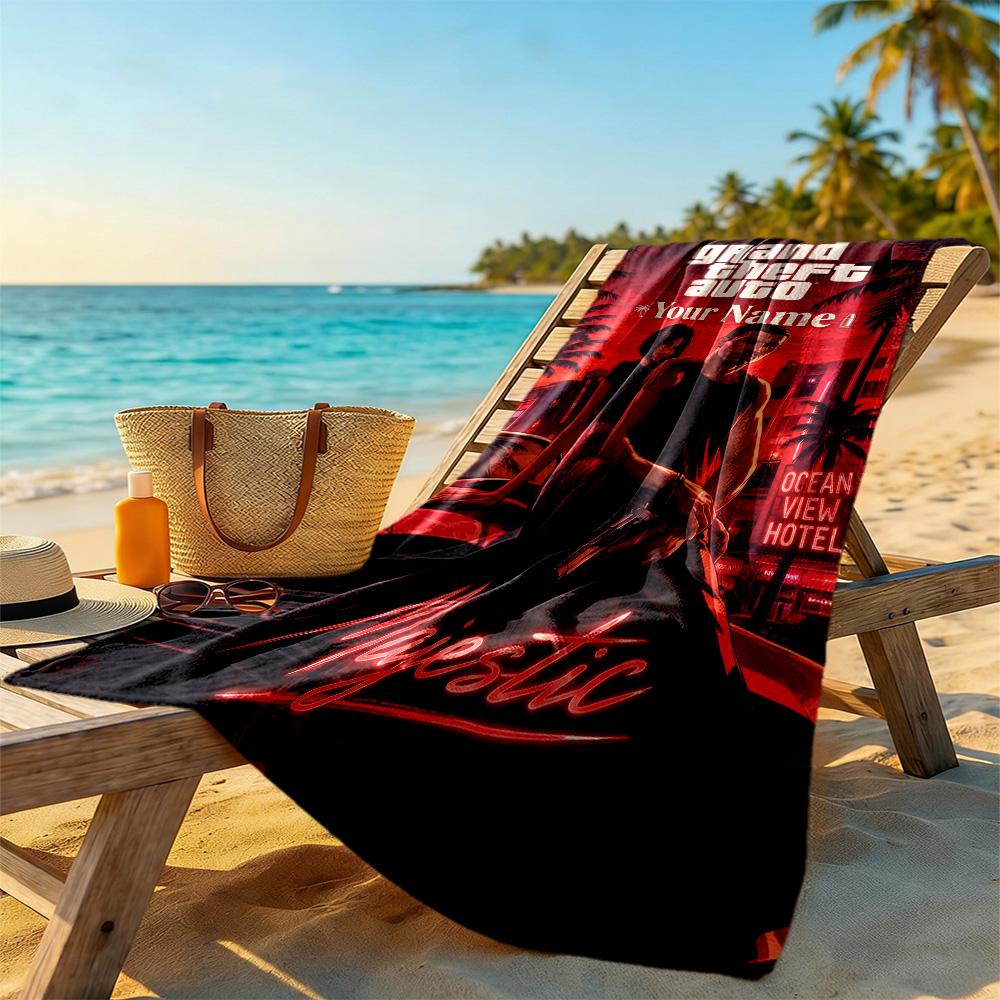 Grand Theft Auto Customize Your Name Beach Towel Super Soft Microfiber Quickdry Fabric Perfect for Traveling Yoga Camping and Swimming