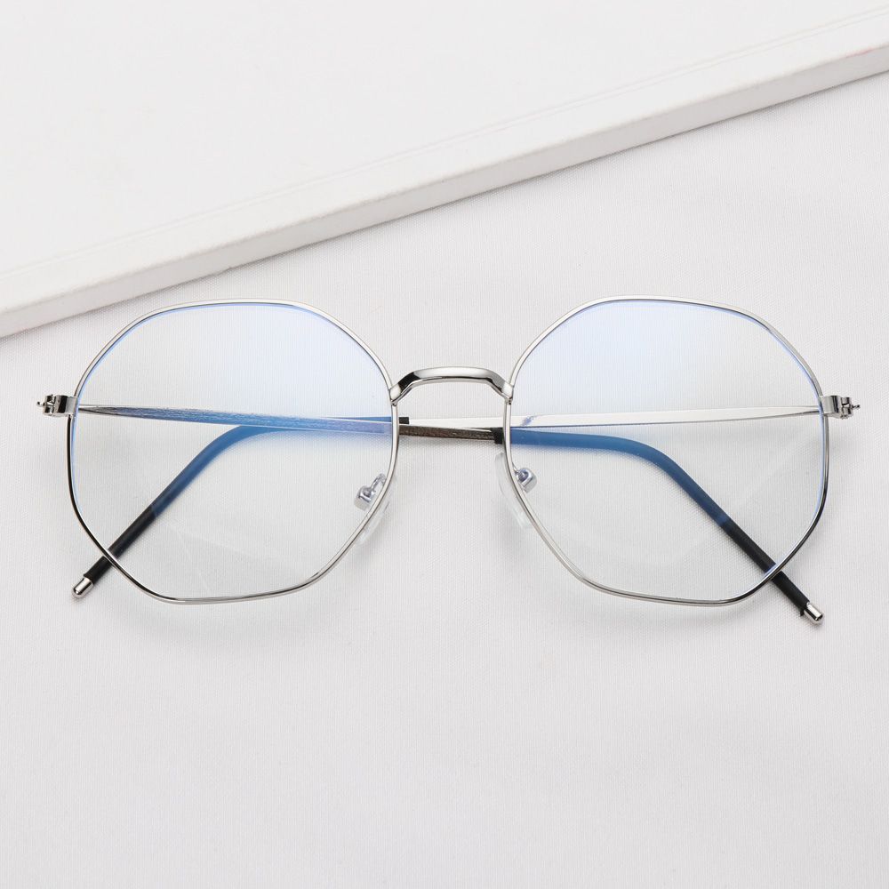 Computer Portable Polygon Eye Protection Metal Glasses Ultra Light Frame Anti-Blue Light Eyeglasses