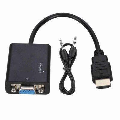 Портативный адаптер-конвертер HDMI-VGA 1080P, кабель и аудиокабель USB Power 3,5 мм