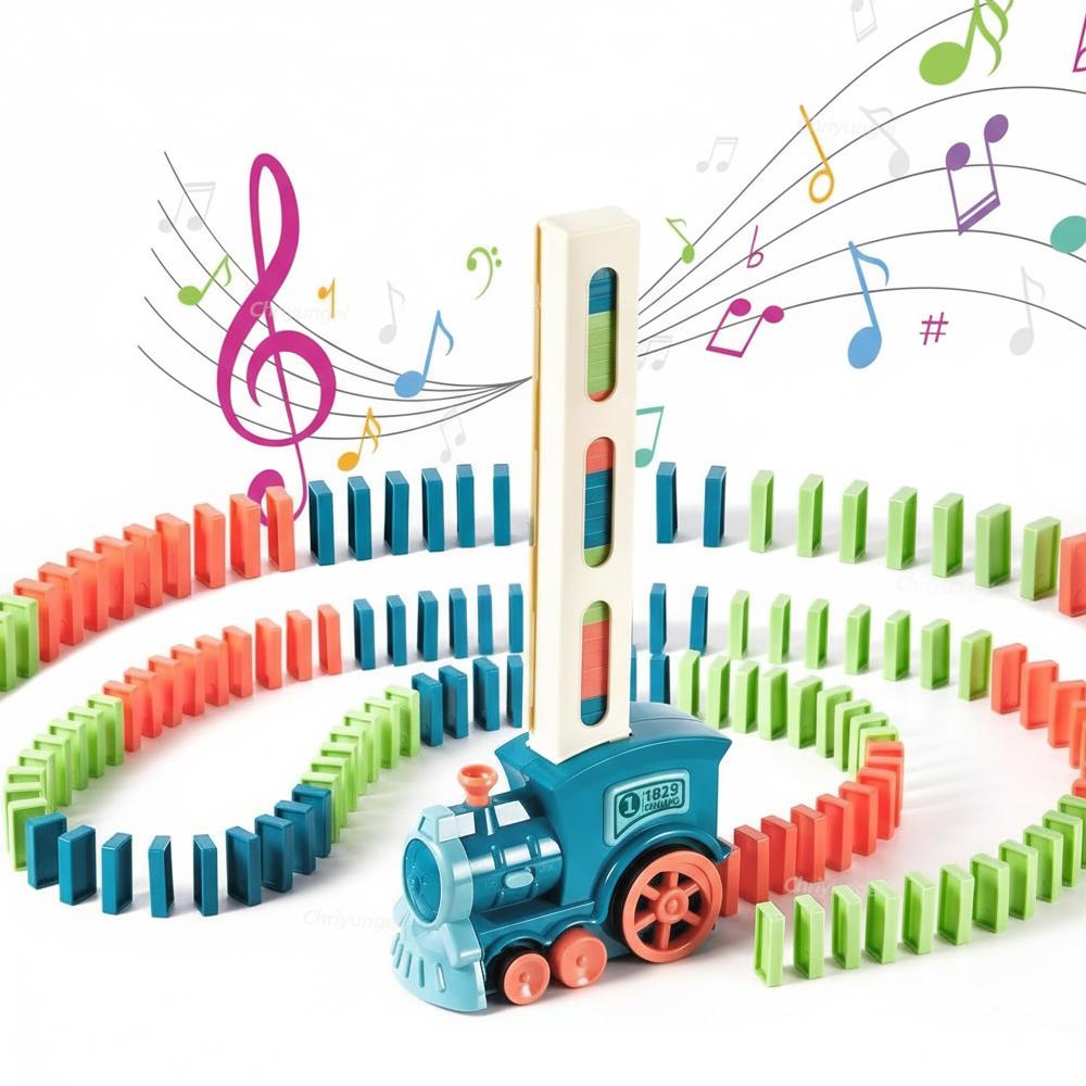 Electric Domino Blocks Train Car Automatic Laying Vehicle Construction STEM Toy for Children Toddler Birthday Gift Kids Boy Girl
