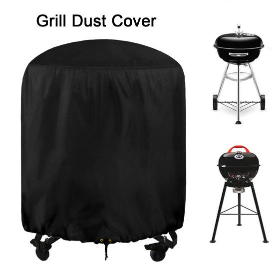 Круглый пылезащитный чехол для гриля-барбекю, водонепроницаемый пылезащитный шнурок, фиксирующий дизайн, двойная строчка, противопроникающее покрытие