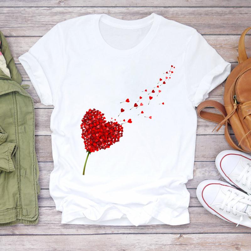 (Asian Size) Tee Top Fashion Tshirt Clothing Casual Watercolor Love 90s Trend Short Sleeve Unisex Print Summer Lady Fe Unisex Graphic T-shirt Unisex