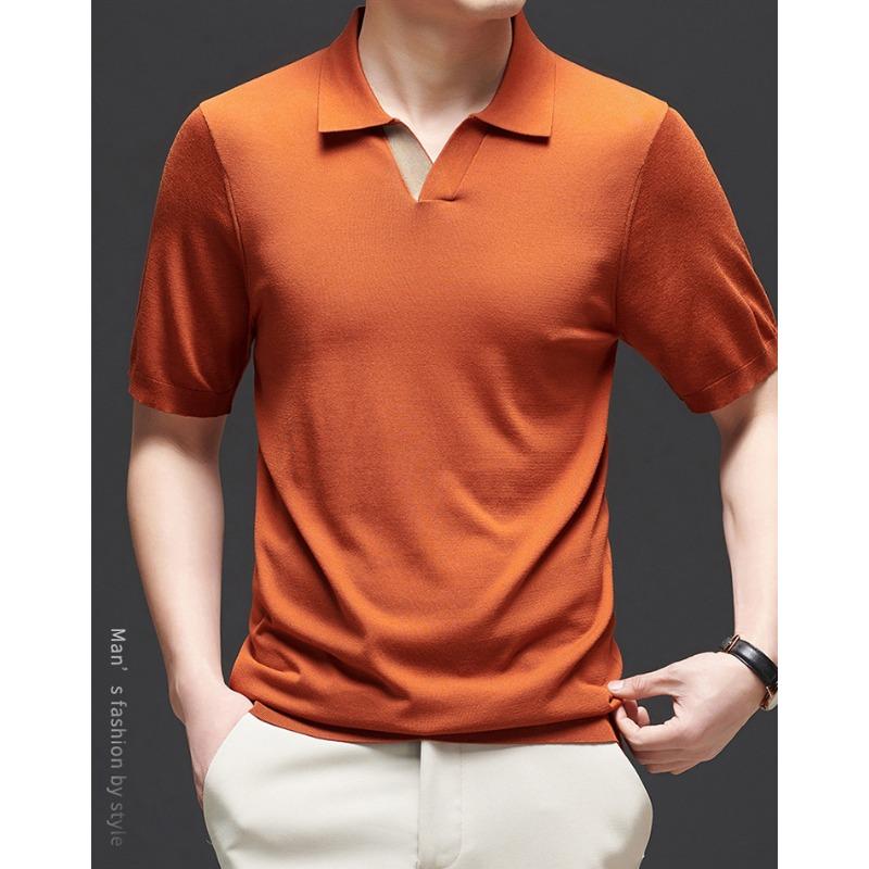 Новая летняя легкая роскошная мужская одежда, дышащая и приятная для кожи мужская трикотажная футболка Yilite с короткими рукавами, однотонная мужская футболка с половиной рукавов