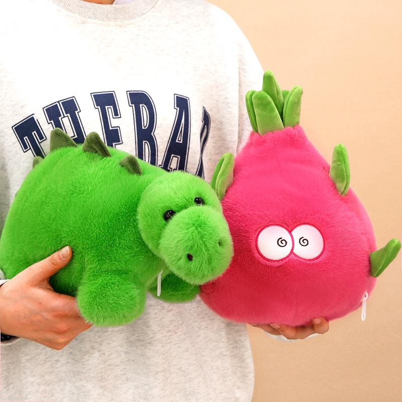 Transformed Into A Small Pitaya Dinosaur Flipping Creative Plush Toy Cute Pink Dinosaur Gift Doll for Girlfriend