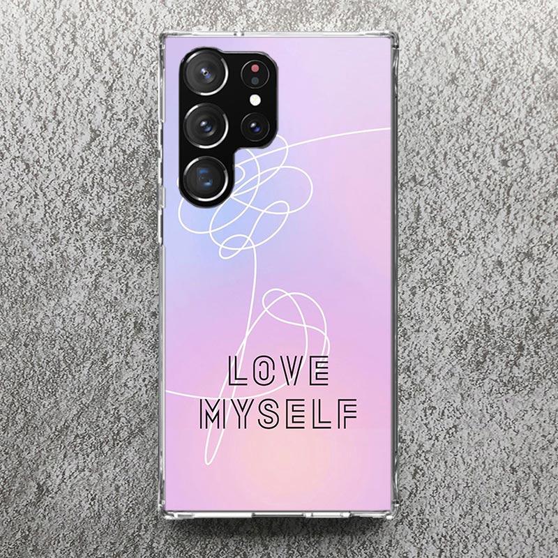 Люби Себя Цветочное Сердце Линия Kpop Чехол Для Телефона Для Samsung Galaxy S25 S24 S23 Ultra S22 Plus S21 S20 FE S10 + S25Ultra S24U Sof