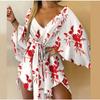 Summer Women's Sexy V-Neck Irregular Bat Sleeve Tie Dress