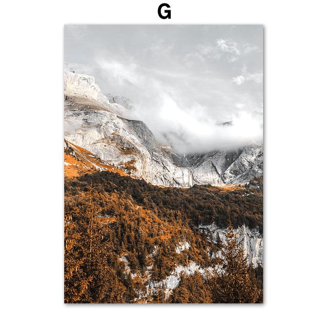 Холст с изображением кленового листа, картины для гостиной, безрамные настенные художественные принты, постеры с горным пейзажем, современный домашний декор без рамки