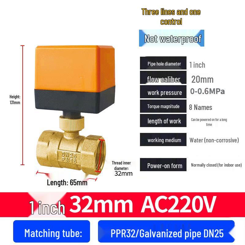 220V DN15 Copper Threaded Electric Ball Valve for Water Control