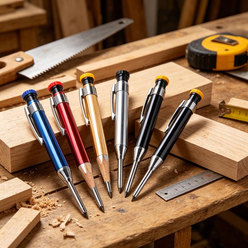 Long Head Nib Deep Hole Woodworking Metal Solid Carpenter Mechanical Pencil Set with Sharpener Construction Marking Scriber Tool