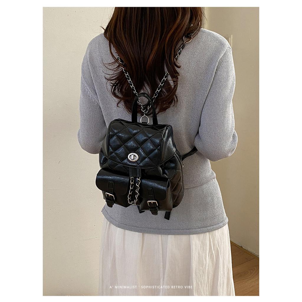 IELGY Ladies Pink Travel Backpack Commuter All-Match Chain Backpack