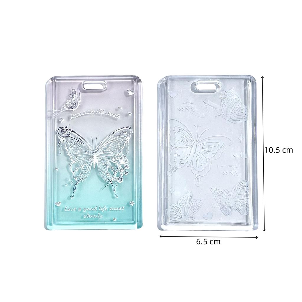 Transparent Photocard Holder Kpop Idol Card Holder Cute Butterfly Slider Design Protective Case Student Backpack PendantKeychain