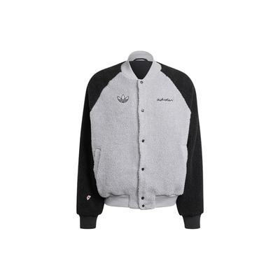 Мужская университетская куртка Originals X с рисунком перчаток Микки Мауса и нашивками на рукавах, серая IY2265