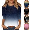 Women Cute Print Tees Blouses Casual Plus Size Basic Tops Pullover For  3/4 Sleeve Shirts