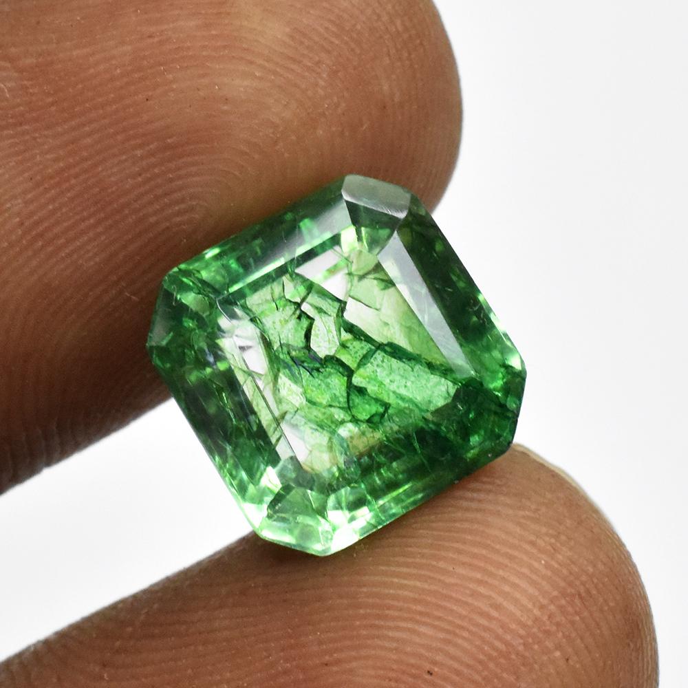 Natural Green Emerald Loose Gemstone 6.40 ct Colombian Square Cut for Jewelry Making and Crafts