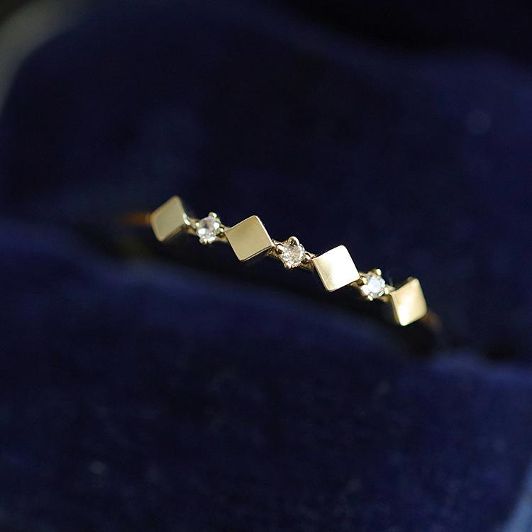 S925 Sterling Silver Geometric Diamond Spacer Ring - Adjustable, Stacking, French Chic Style