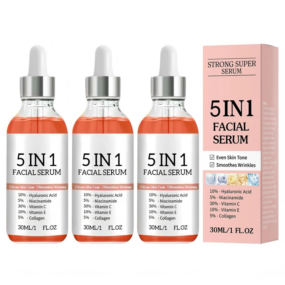 5 In 1 Face Serum 30% Vitamin C Moisturizing Whitening Anti Wrinkle Aging Niacinamide Hyaluronic Acid Facial Serum SkinCare 30ml