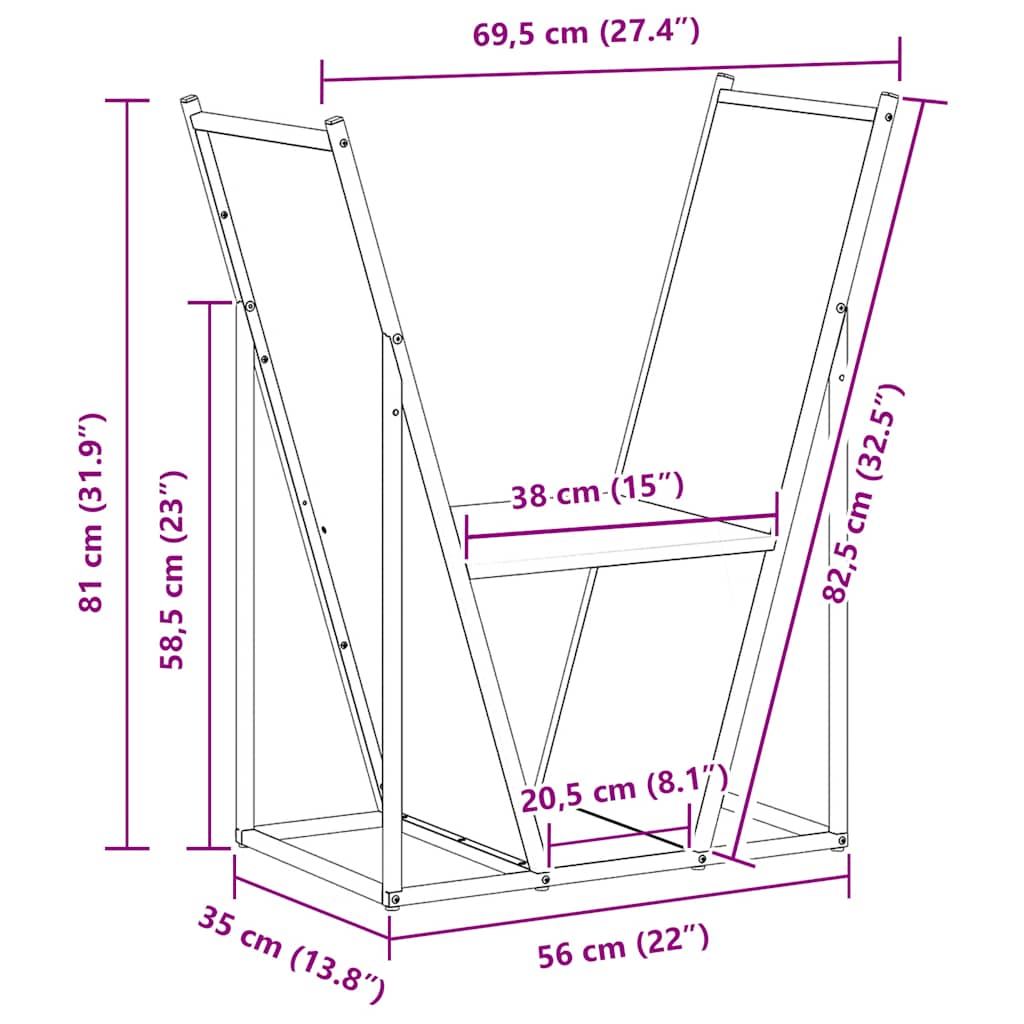 Firewood Rack White 69.5 x 35 x 81 cm Cold Rolled Steel