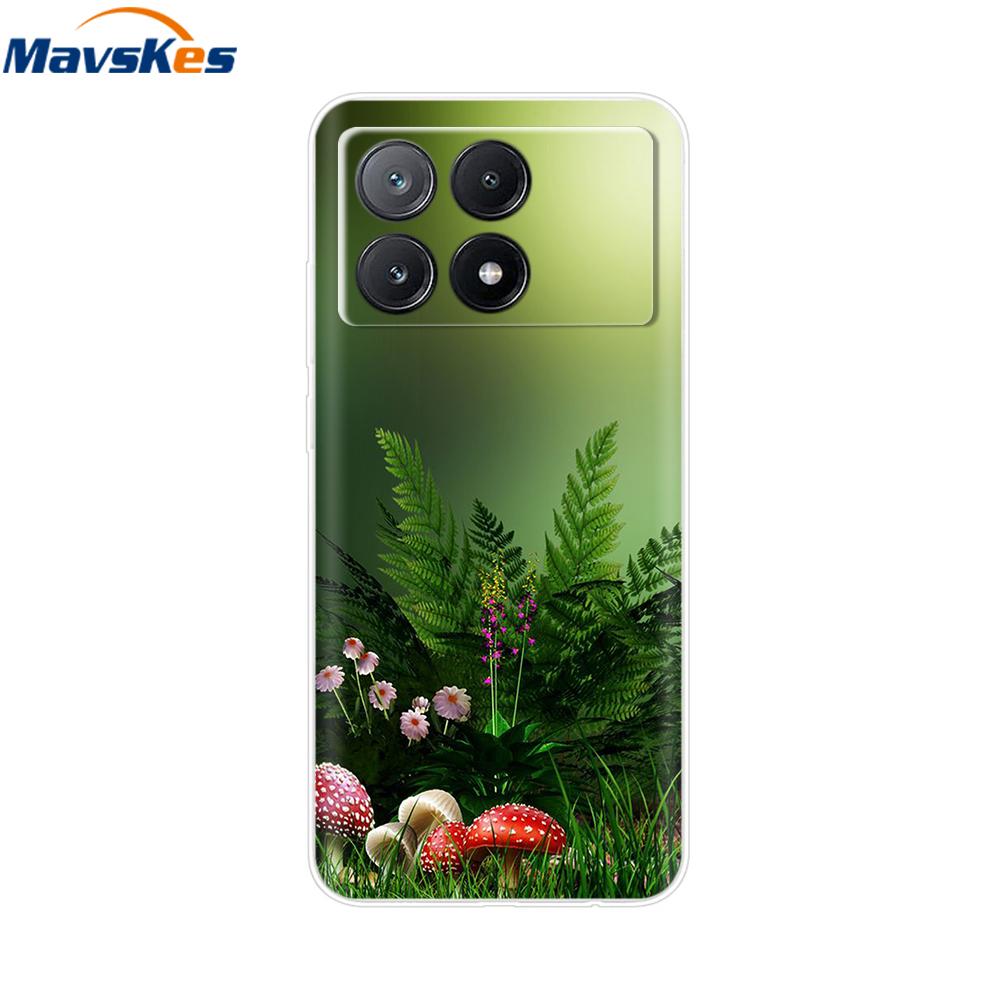 Чехол для мобильного телефона Для Poco X6 Pro Чехол-крышка Милые Прозрачные Мягкие Силиконовые Чехлы Для Poco X6 Pro Чехол PocoX6 Pro Задняя Крышка Fundas