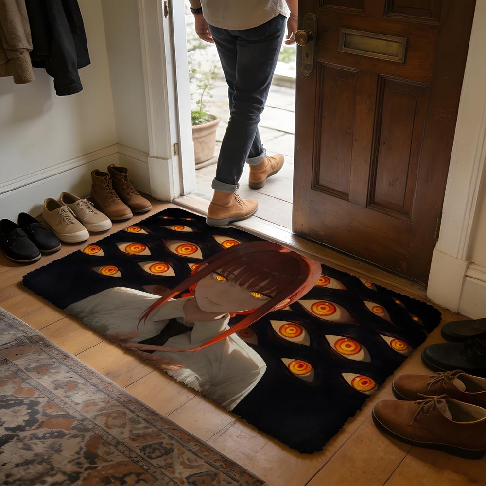 Hot Anime CChainsaw MMan Floor Mat Soft Flannel Absorbent Mat Non-Slip Rug Home Bedroom Bathroom