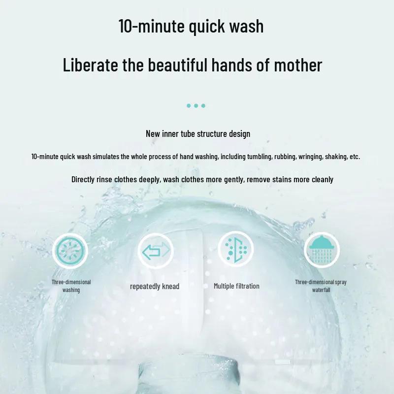 Компактная полуавтоматическая мини-стиральная машина с синим светом и функцией отжима
