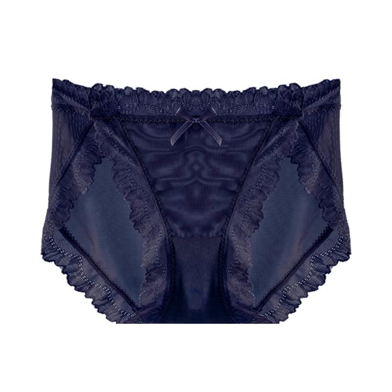 French Women Lace Panties Sexy Underwear with Low Waist Hip Lifting Mesh Transparent Hollow Out Comfortable Breathable Girl's Underwear