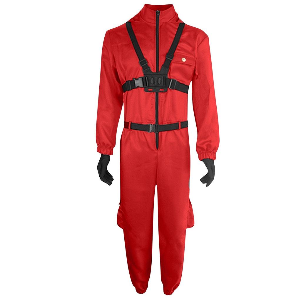 Children's Long Sleeved Solid Color Red Jumpsuit Cosplay Clothing