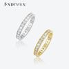 100% 925 Sterling Silver Gold 2.8mm Square CZ Zircon Ring Women Luxury Wedding Crystal Fine Jewelry