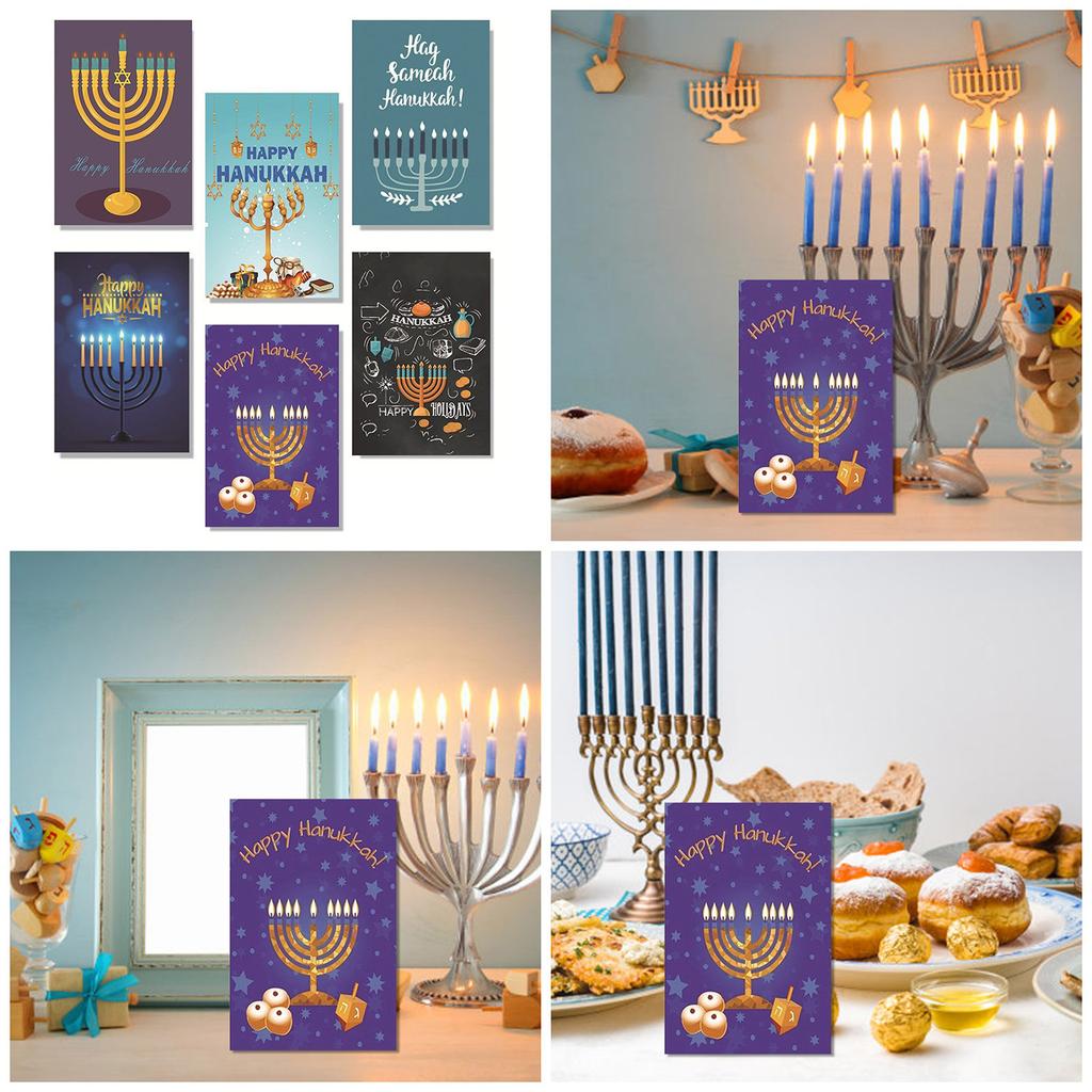 30Pcs Candle Candlestick Hanukkah Greeting Card with Envelopes Jewish Holiday for Men Women Jewish Invitation Notecard