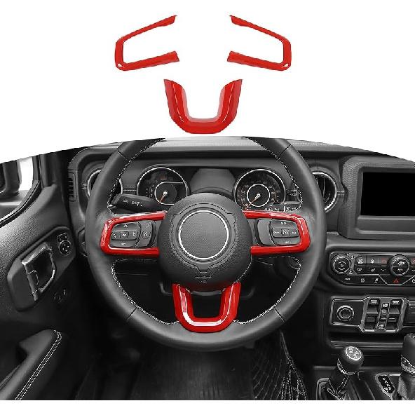 RT-TCZ For Wrangler JL Steering Wheel Trim Decal Panel Green For Jeep Wrangler JL JLU Gladiator JT 2018-Present Green Interior Accessories 3Pcs