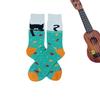 1 Pair Men's Trendy Cartoon Cat Fish Pattern Mid-calf Socks, Breathable Comfy Casual Unisex Socks Suit In All Seasons
