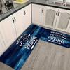 1 шт. Синий коврик для пола с рисунком под дерево, Современный кухонный полиэстеровый ковер, Нескользящий красочный ковер для помещений, Для дома, ванной комнаты, спальни, гостиной, декор
