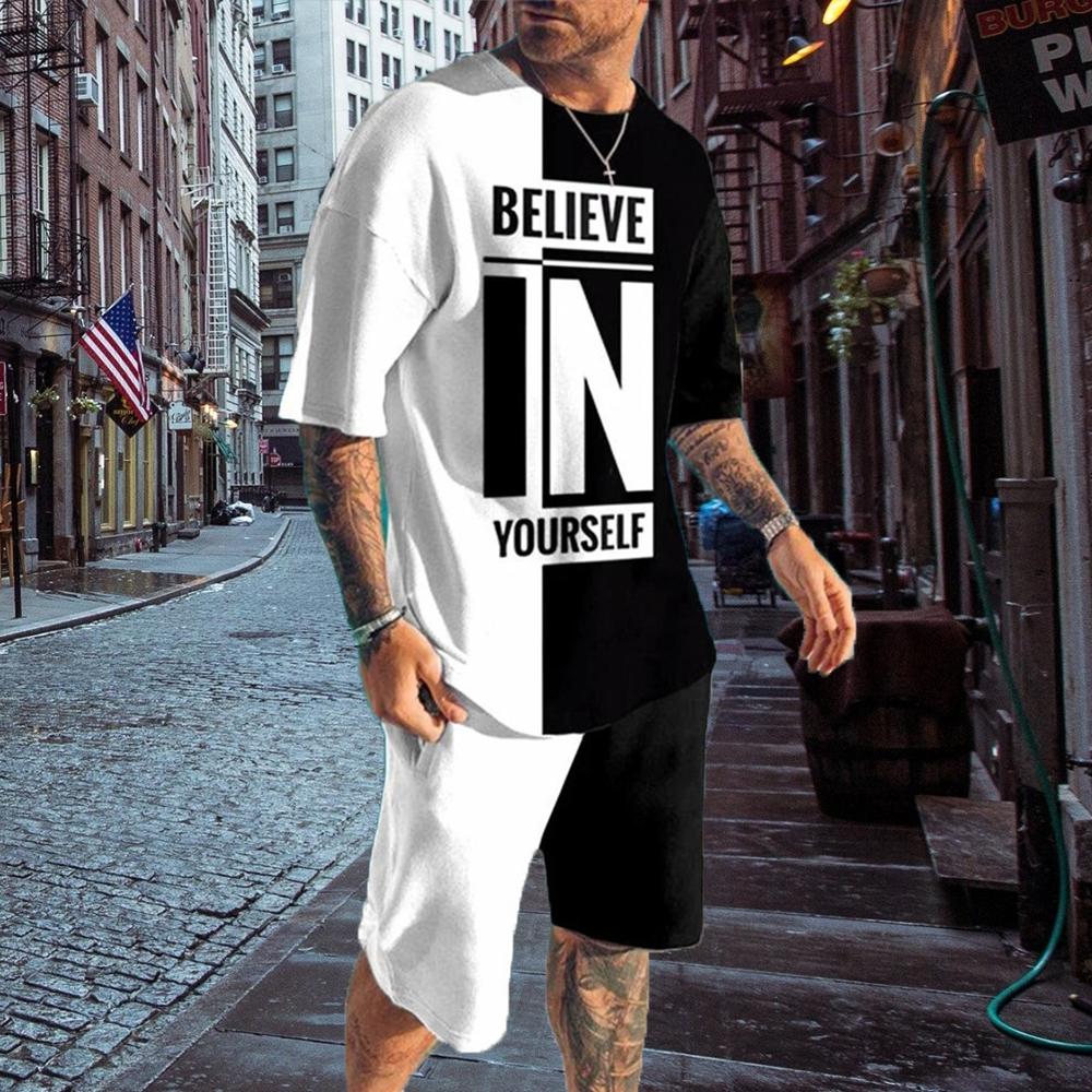 Мужские летние трендовые комплекты 2023 года, винтажные спортивные костюмы с 3D-принтом, мужская спортивная одежда, повседневные шорты, футболки, спортивный костюм, мужской свободный размер