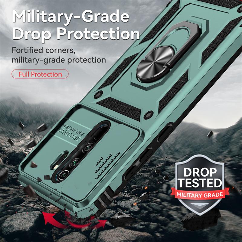 Для Xiaomi Redmi Note 8 Pro Чехол Противоударный бронированный чехол для телефона Redmi Note8 Note 8Pro Слайд-камера Защитное кольцо держатель Чехол