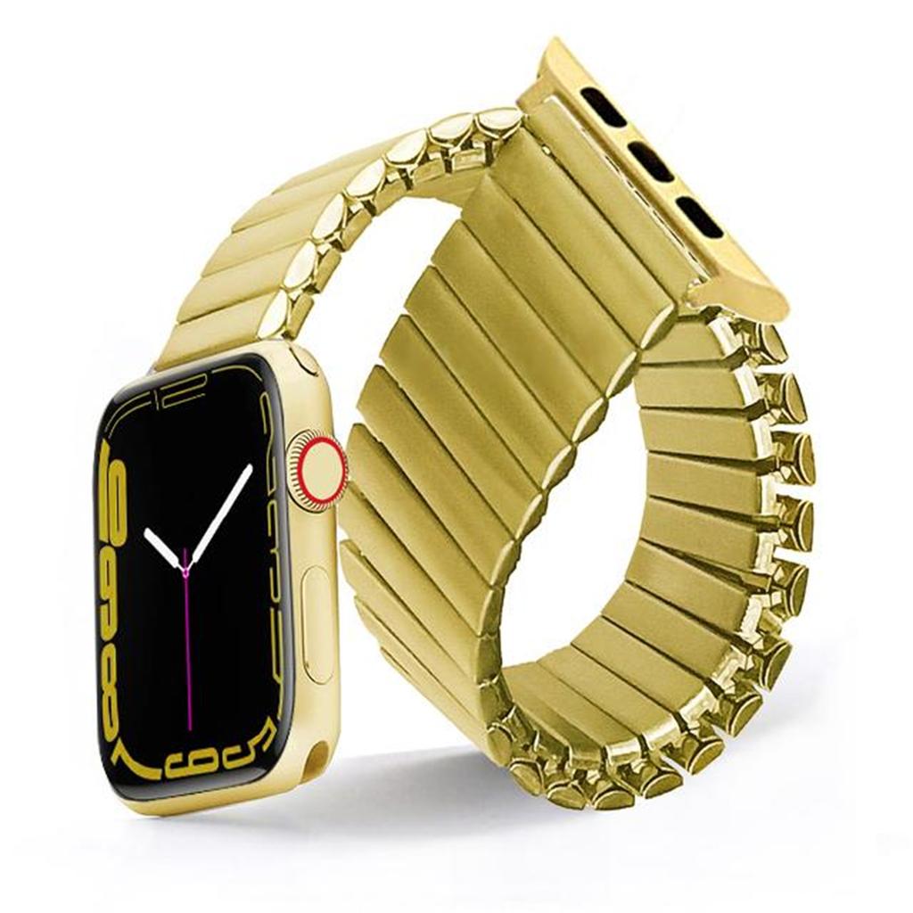 Elastic Metal Watchband For iWatch Series 8 7 6 5 4 3 2 1 Ultra Stainless Steel Strap For Apple Watch 38/40/41/42/44/45/49mm Expansion Luxury Bracelet