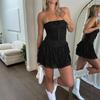 Европейское новое элегантное и милое платье в стиле бандо, черная юбка-торт, летняя маленькая юбка