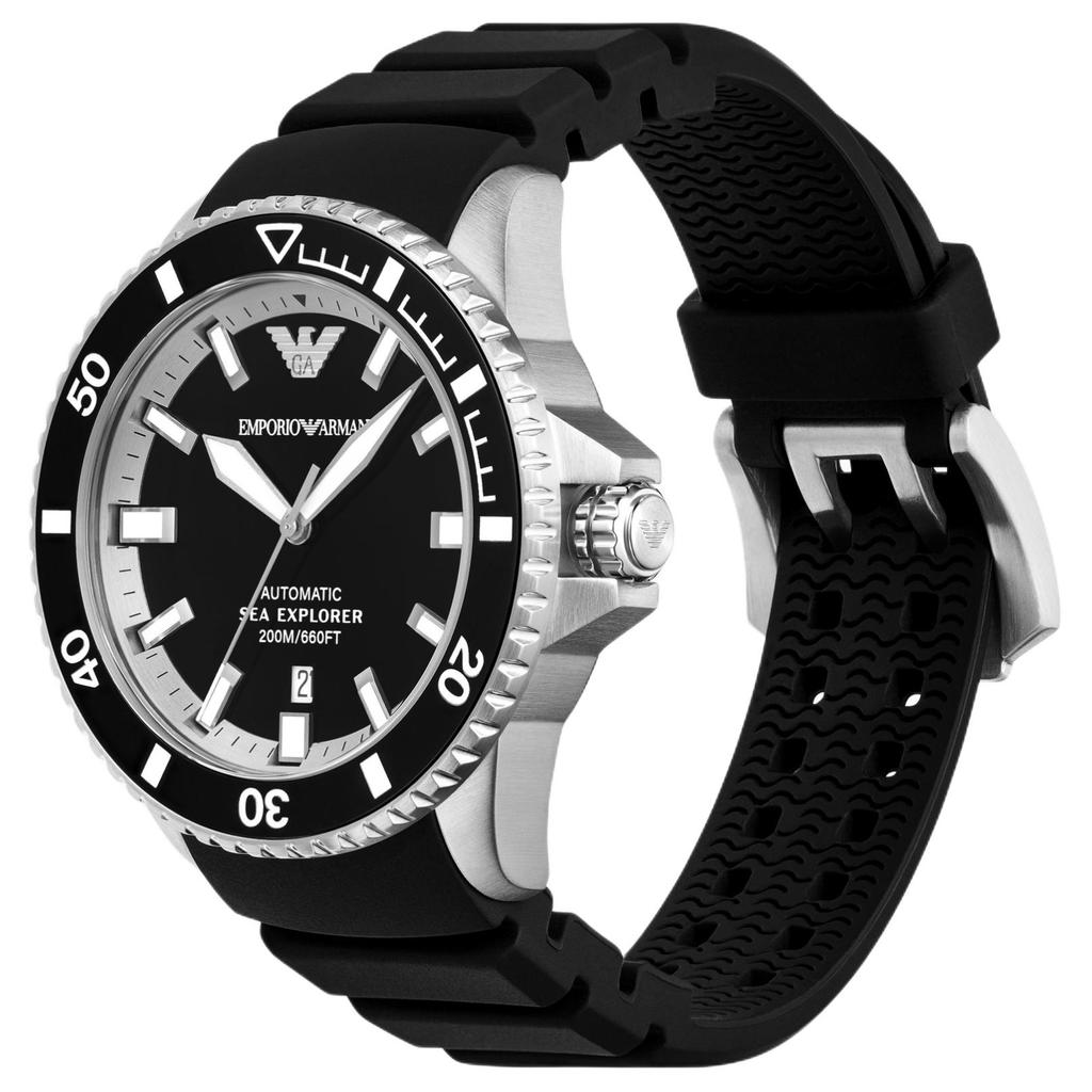 Emporio Armani Автоматические часы Sea Explorer Черный силиконовый ремешок AR60078_NLP_NLC
