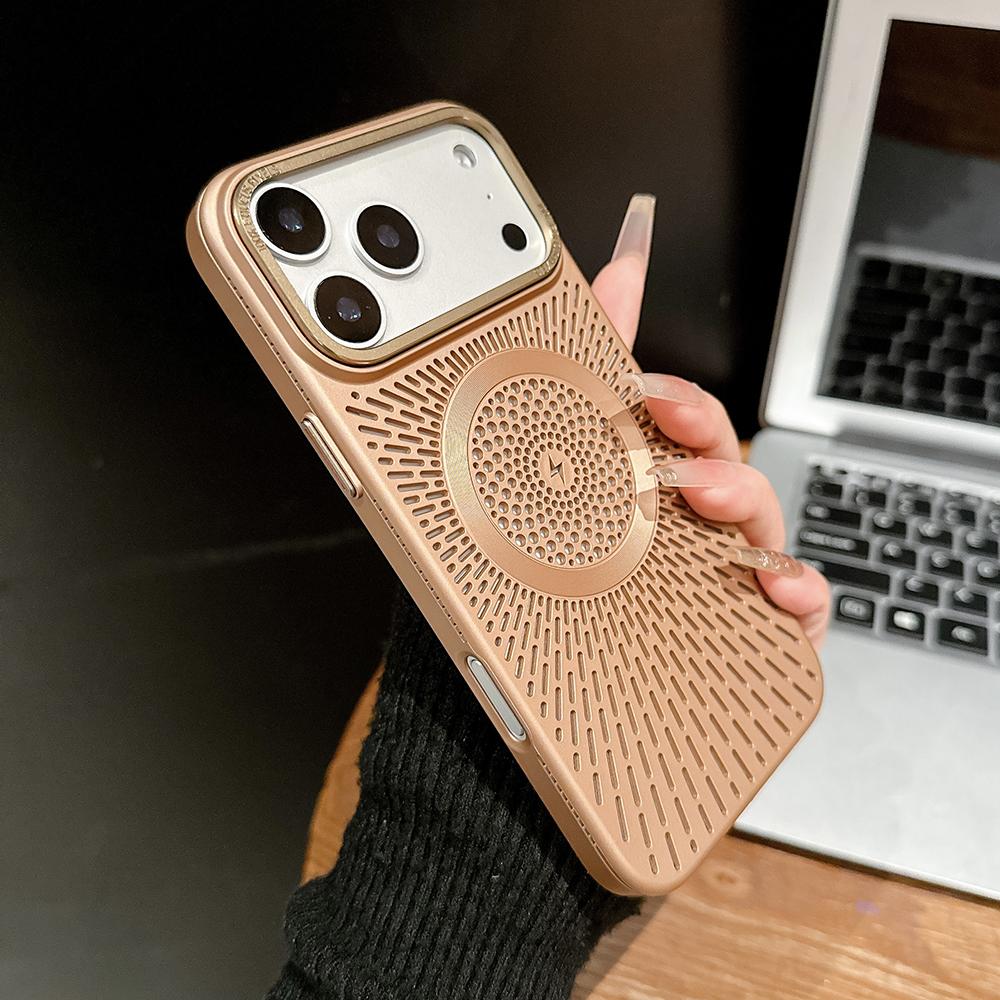 Роскосный Охлаждающий Чехол с Рассеиванием Тепла Полый Для iPhone 17 15 14 13 16 12 Pro Max Plus 17Pro 17 Для MagSafe Магнитный Матовый Чехол